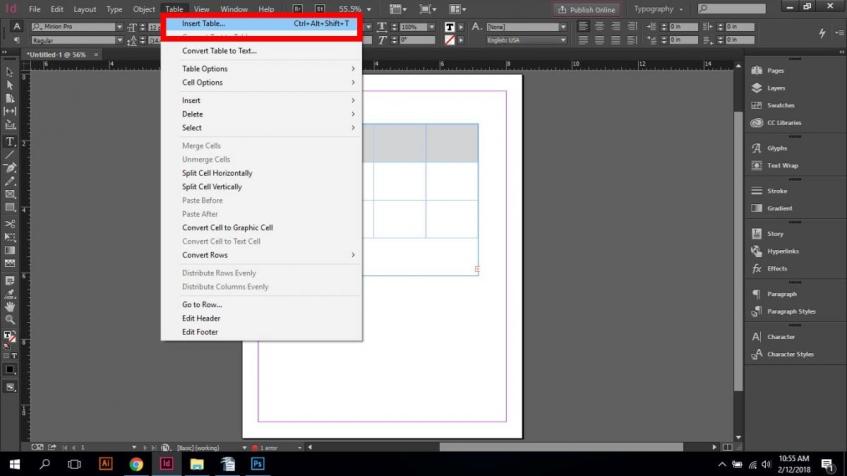 Table Creation in InDesign