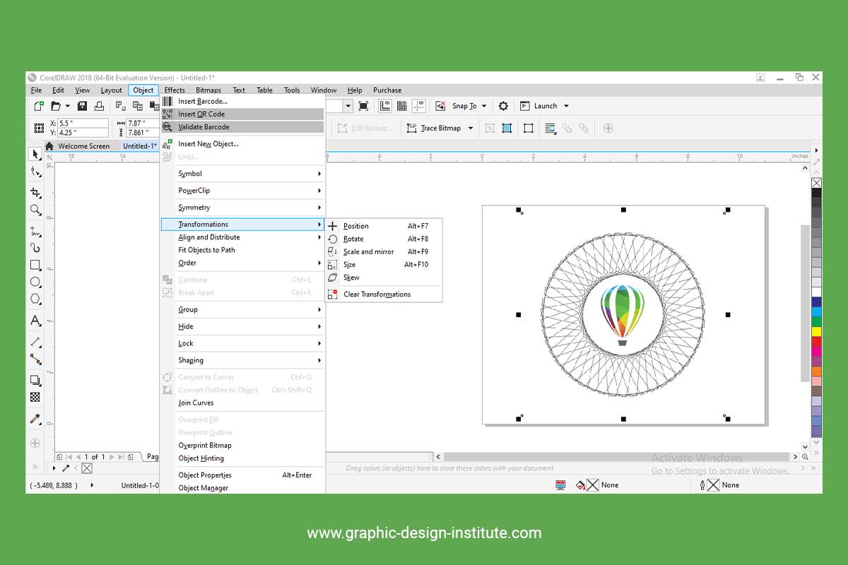 Transformation in coreldraw